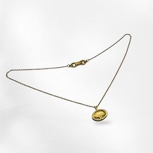 Givenchy Vintage 1980's Gold Double G Logo Oval Pendant Necklace